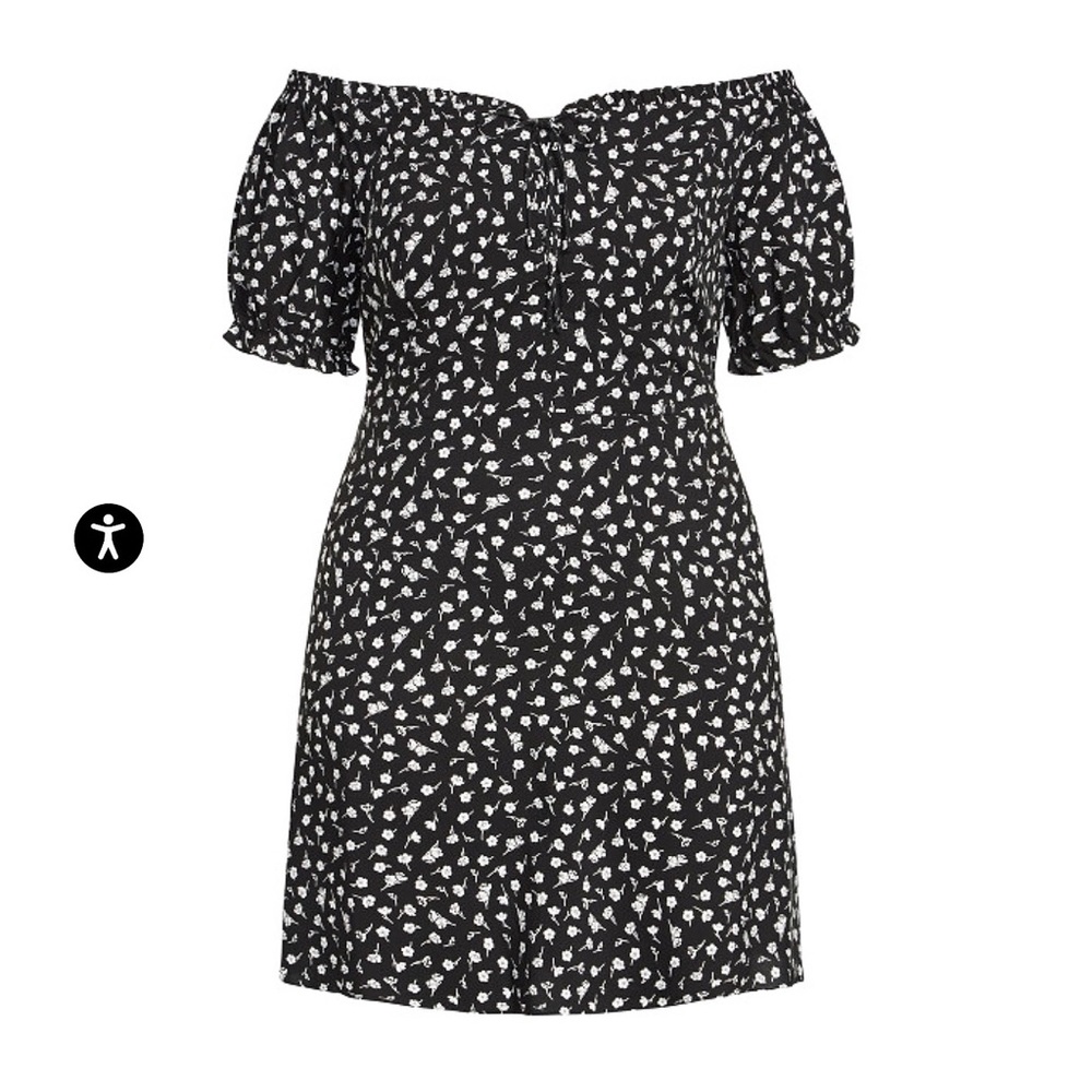 City Chic Mono Ditsy Dress